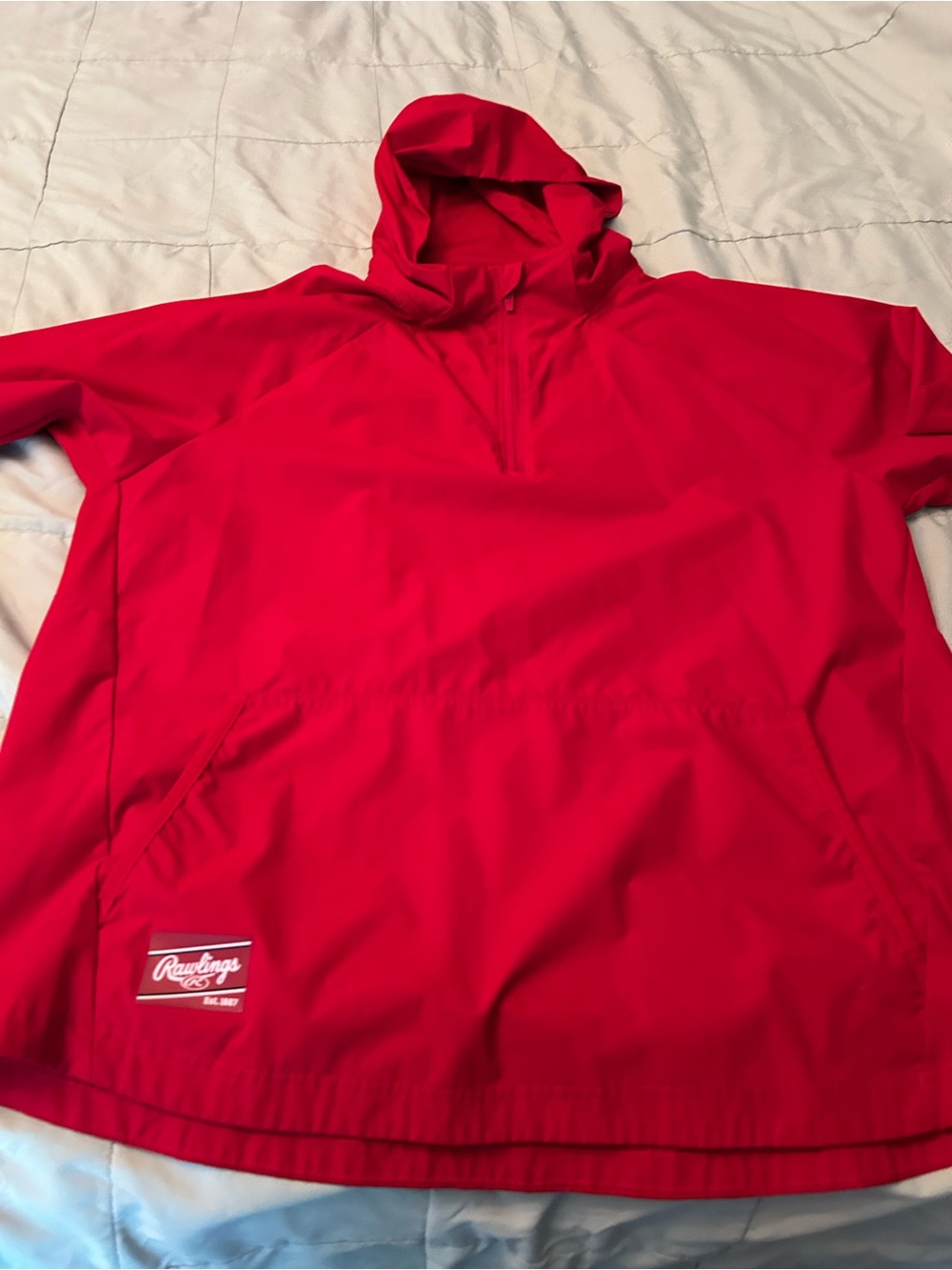 Rawlings Red Hooded Performance Pullover Jacket